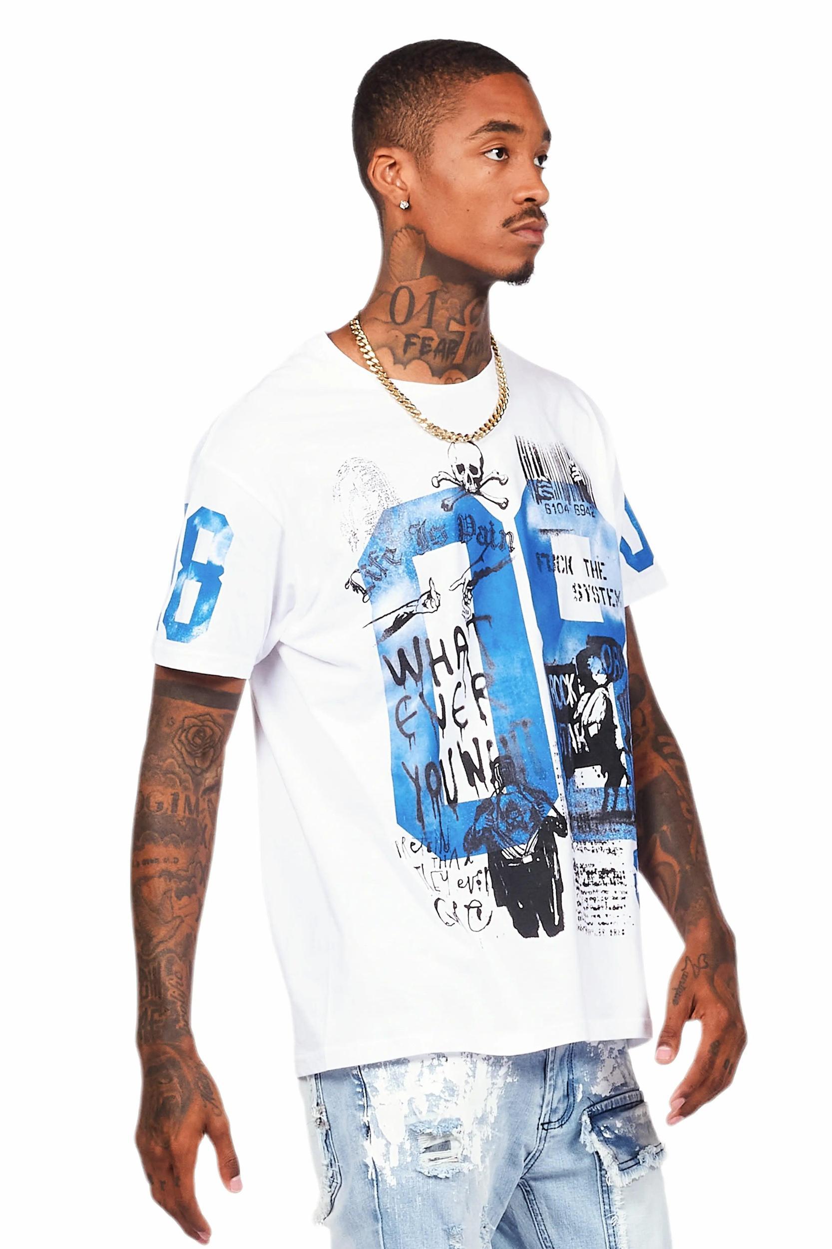 Kammile White/Blue Oversized T-Shirt Female Product Image
