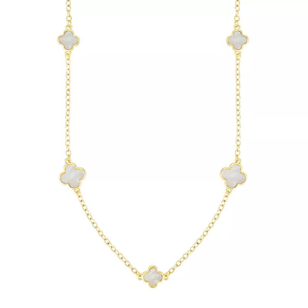 Adornia Mother-Of-Pearl Flower Station Necklace, Women's, Size: 36", Gold Tone Product Image