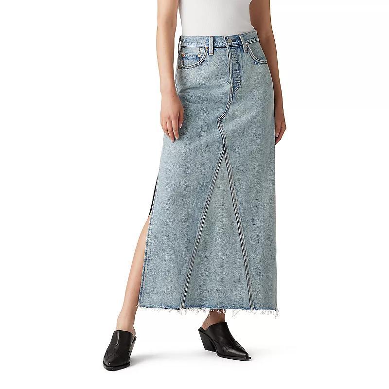 Women's Levi's® Iconic Long Denim Maxi Skirt, Size: 28(US 6)Medium, Not In The Mood Grey Product Image