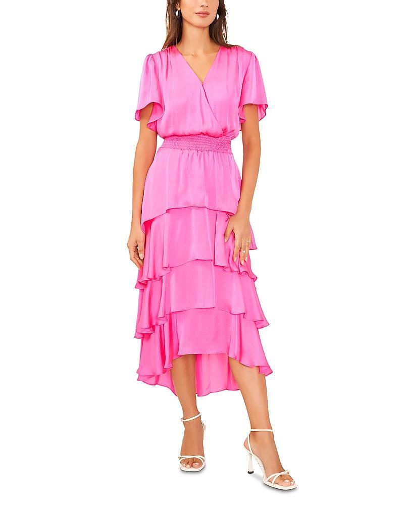 Vince Camuto Four Teir Layered Dress With V Neck (Hot ) Women's Dress Product Image