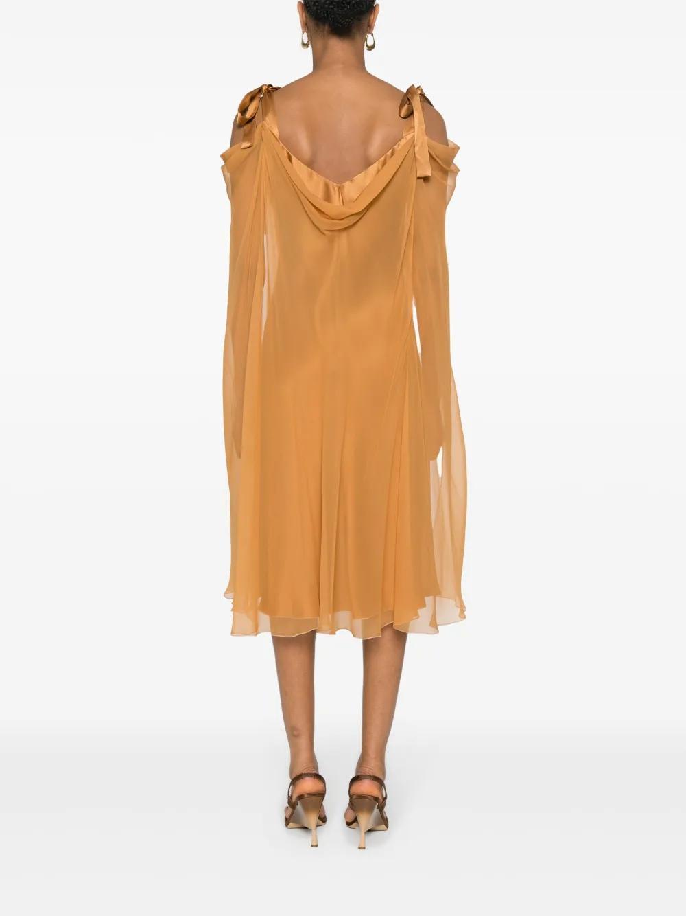 ALBERTA FERRETTI Layered Silk Dress In Orange Product Image