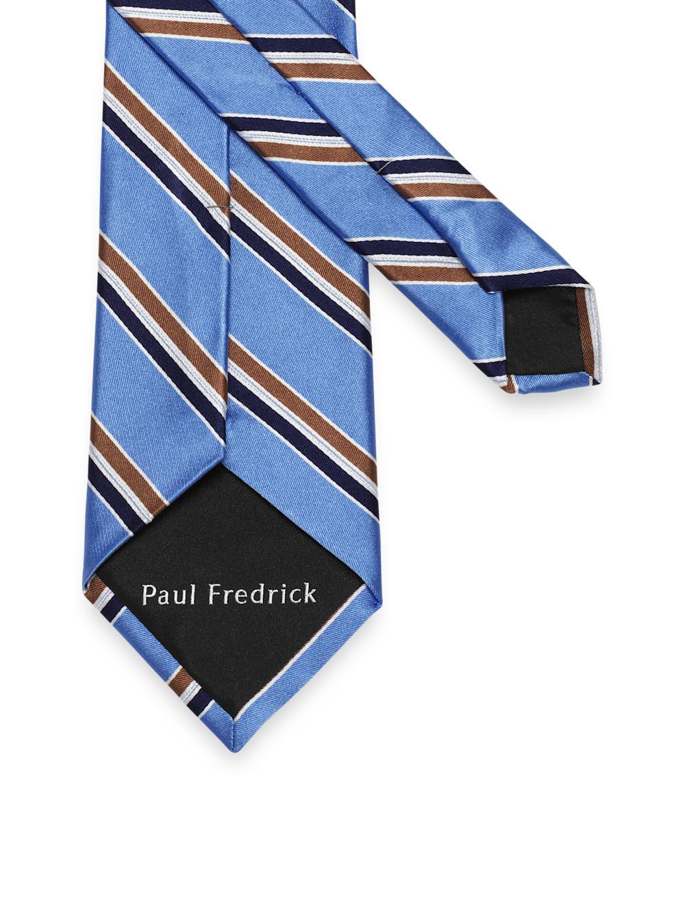 Stripe Woven Silk Tie - Blue/brown Product Image