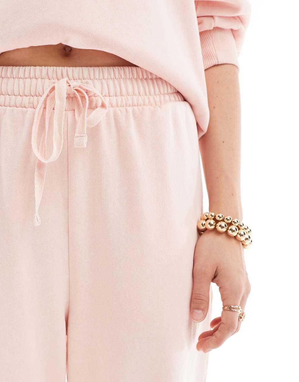 Miss Selfridge oversized sweatpants in acid wash pink - part of a set Product Image