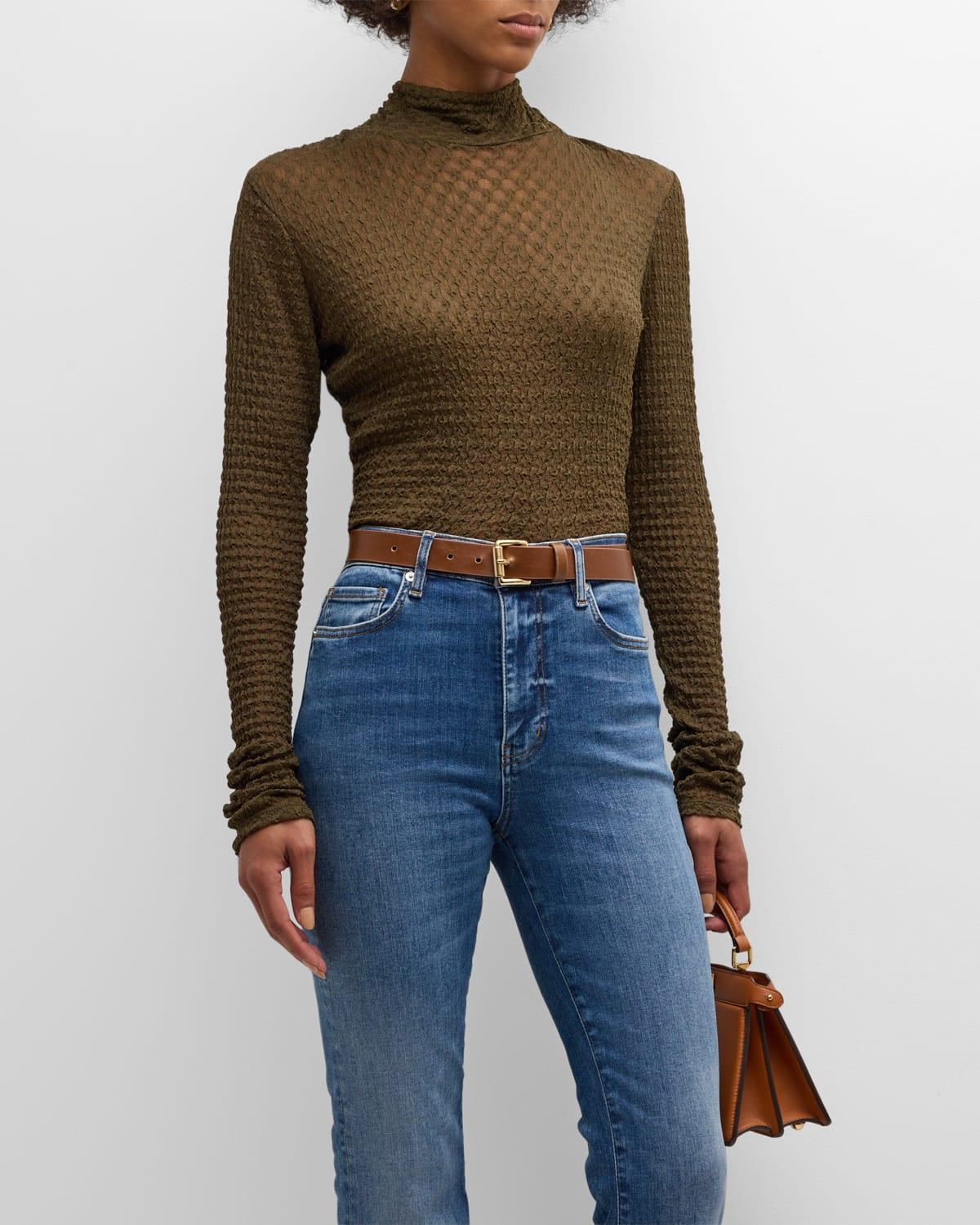 Frame Mesh Lace Turtleneck Top Product Image