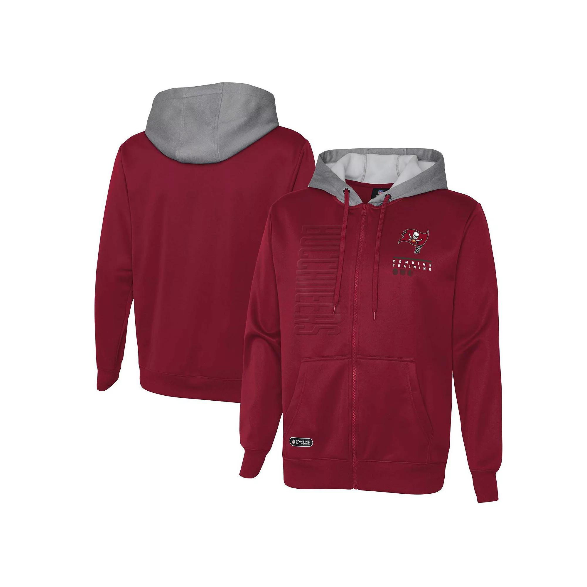 Men's Red Tampa Bay Buccaneers Combine Authentic Field Play Full-Zip Hoodie Sweatshirt, Size: Medium Product Image