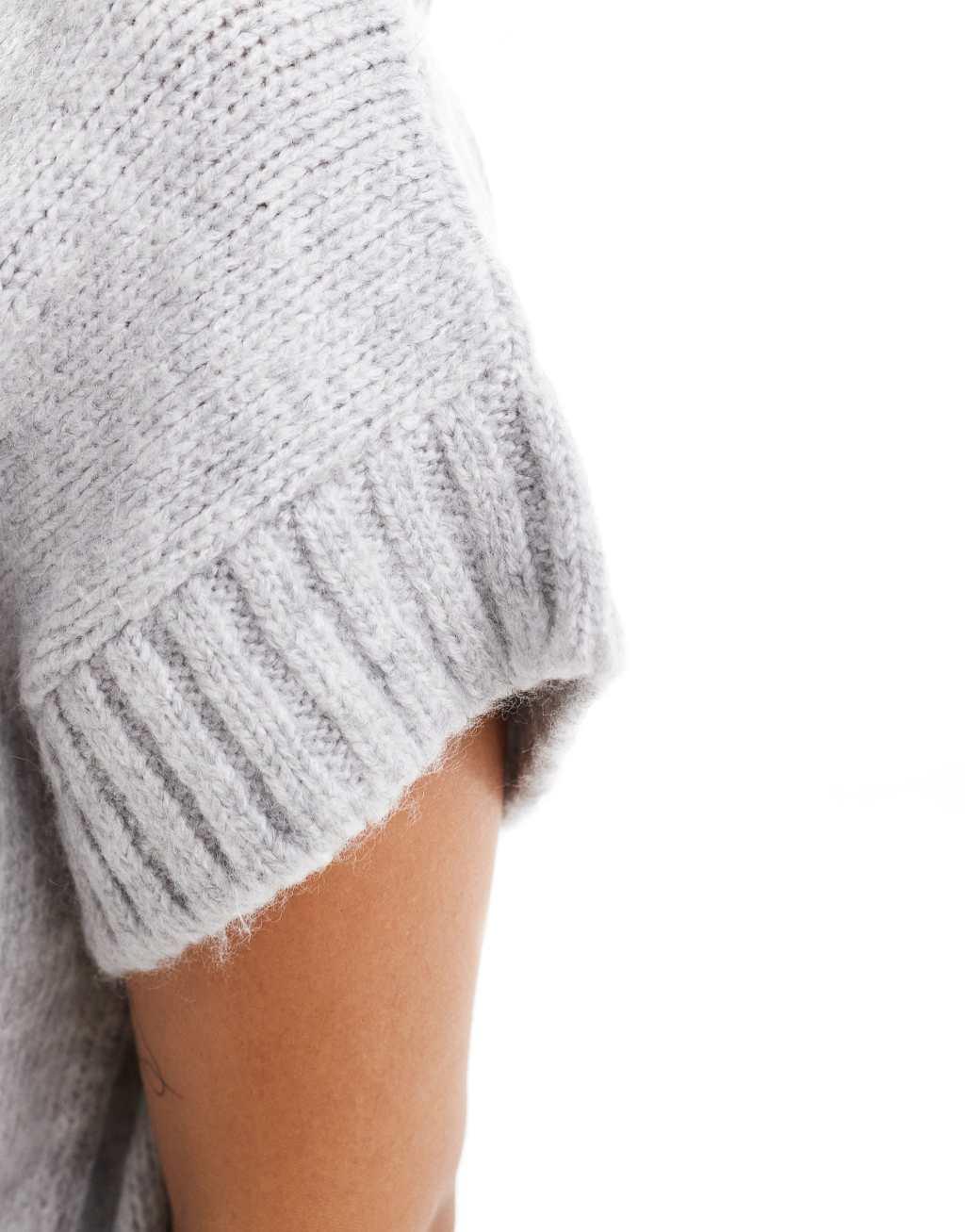 Miss Selfridge knitted tank top in gray heather Product Image