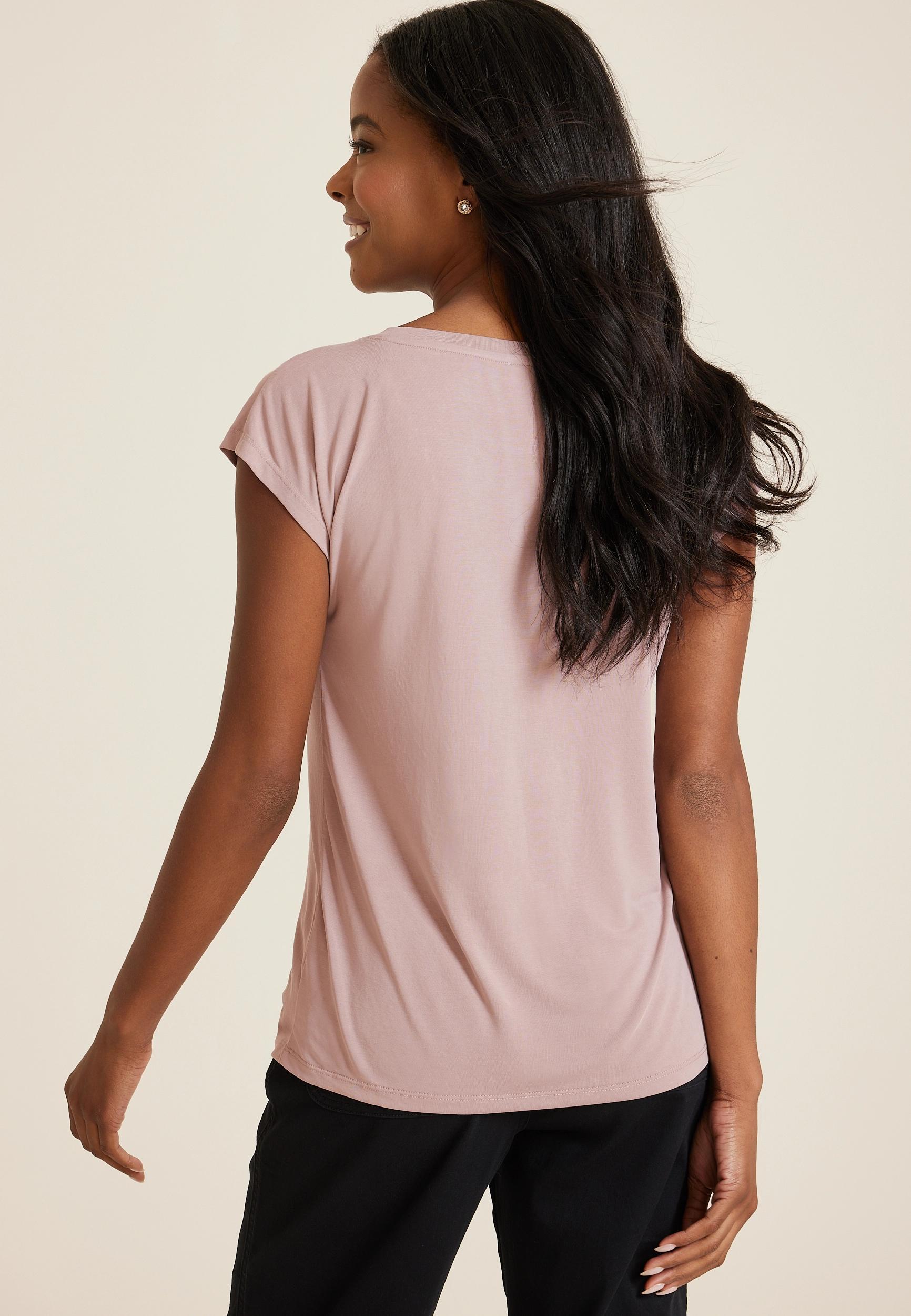 Maurices Womens X Small Size 24/7 Pleated Fairhaven Sandwash Tee Brown Product Image