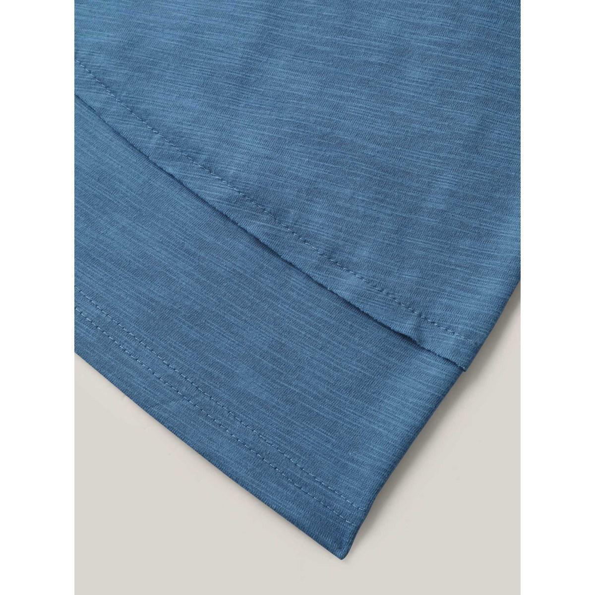 Plus Size Lotus Neckline Bamboo Tank Top Women Mediumblue Tucked seam V-neck Vacation Tank Tops Camis BloomChic 28/5X Product Image