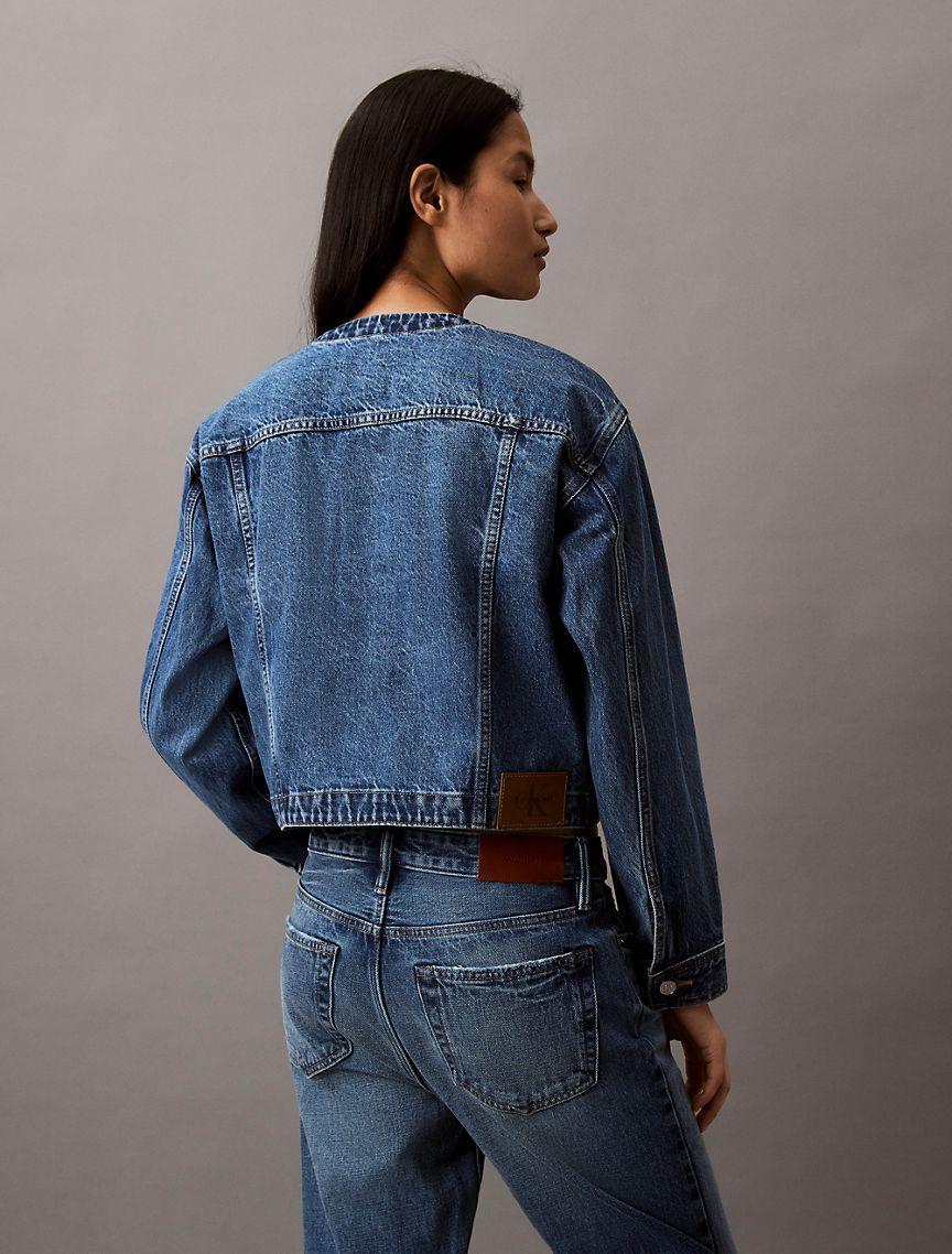 Cropped Denim Trucker Jacket Product Image