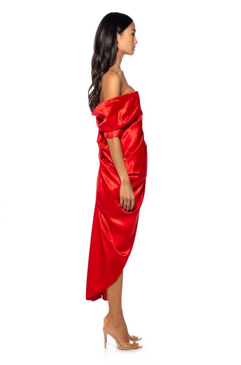 SEALED WITH A KISS SATIN MIDI DRESS Product Image