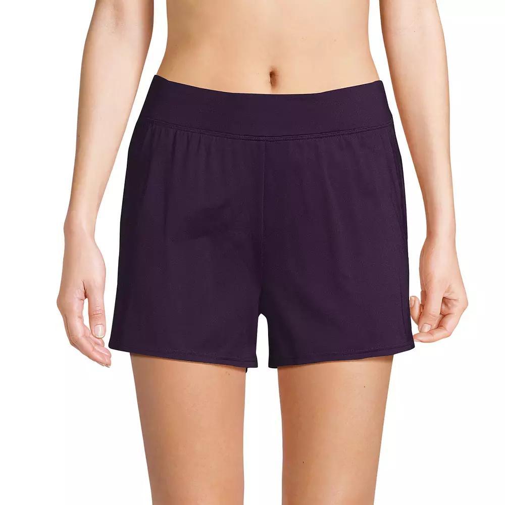 Petite Lands' End Chlorine Resistant 3" Swim Short with Smoothing Control, Women's, Size: 14 Petite, Deep  Blue Product Image