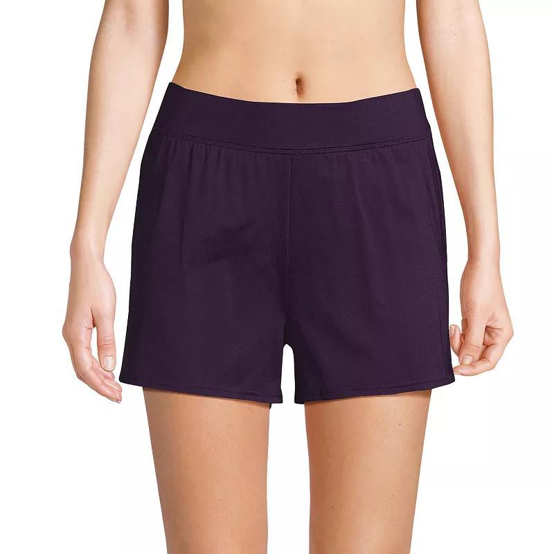 Petite Lands' End Chlorine Resistant 3" Swim Short with Smoothing Control, Women's, Size: 14 Petite, Deep  Blue Product Image