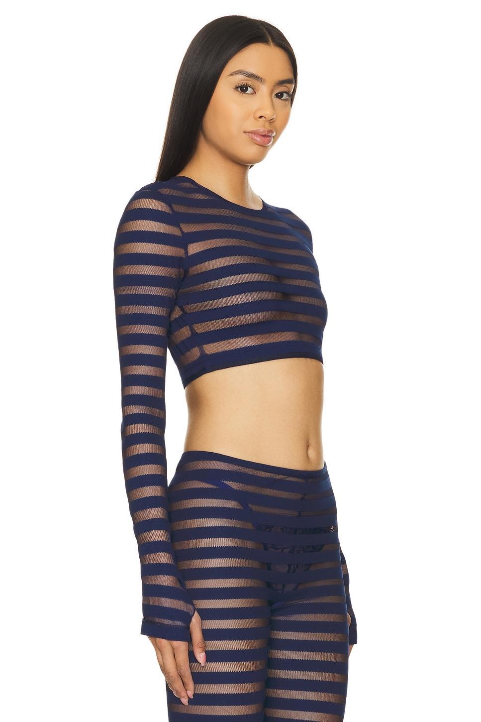 Cropped Long Sleeve Crewneck Top Norma Kamali Product Image
