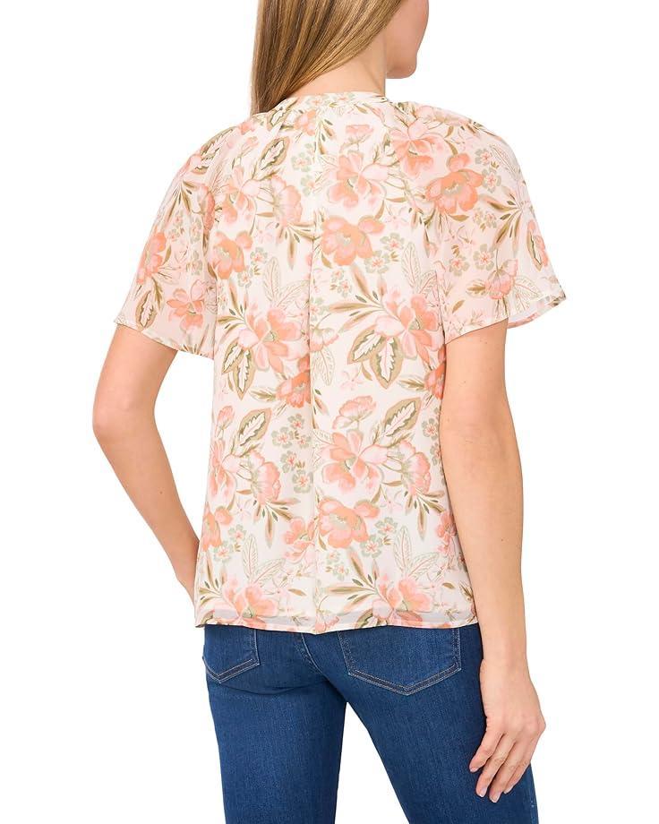 Double Flutter Short Sleeves Hidden Placket Blouse Product Image
