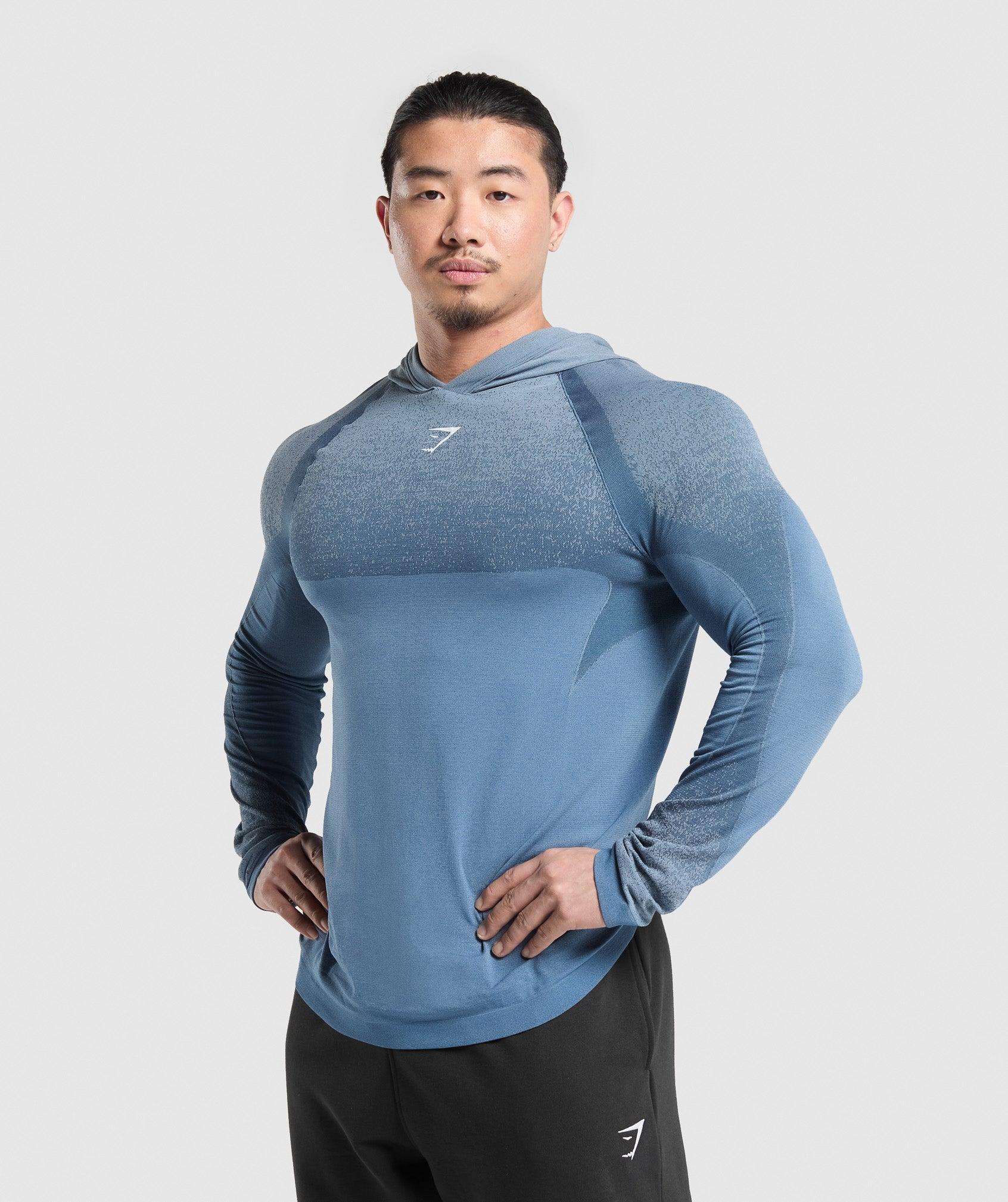 Gymshark Shadow Seamless Hoodie - Faded Blue Male Product Image