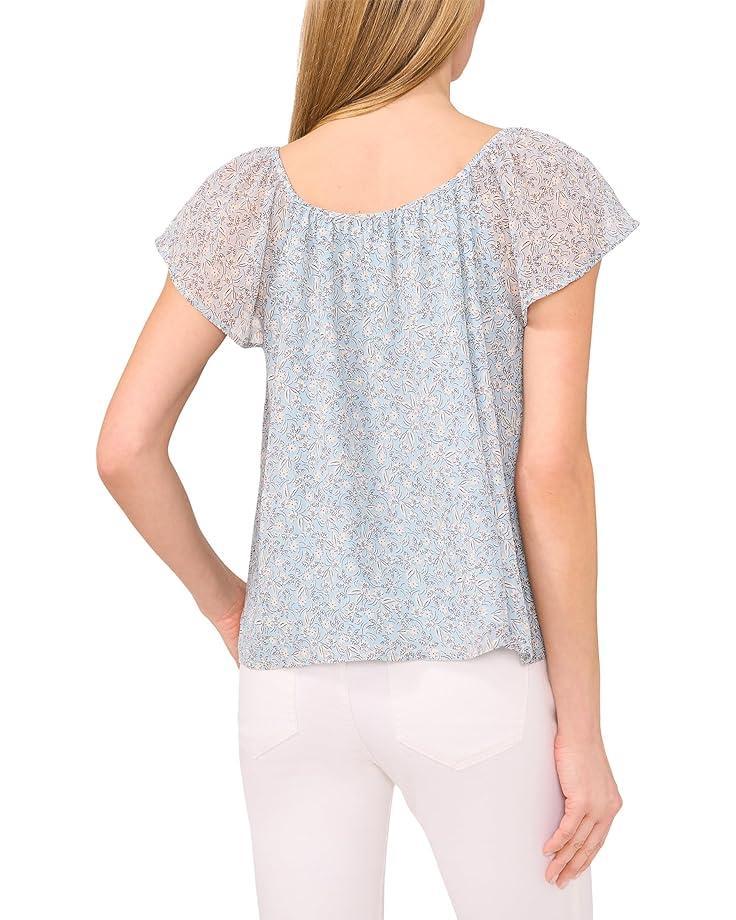 V-Neck Shirred Flutter Sleeve Blouse Product Image