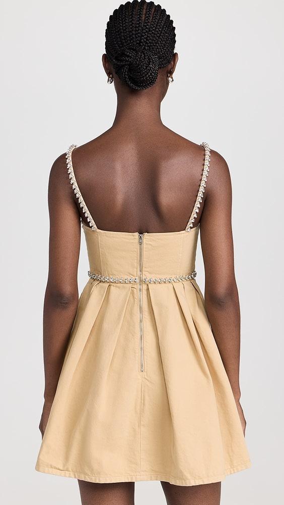 Self Portrait Beige Diamante Denim Mini Dress | Shopbop Product Image