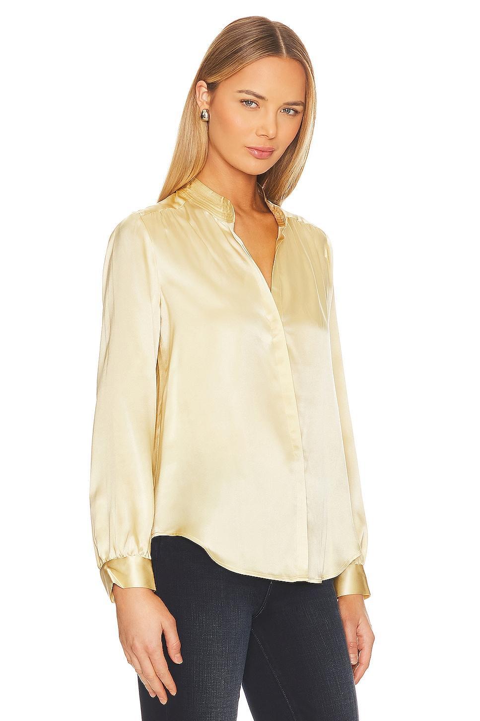 LAgence Bianca Silk Banded Collar Blouse Product Image