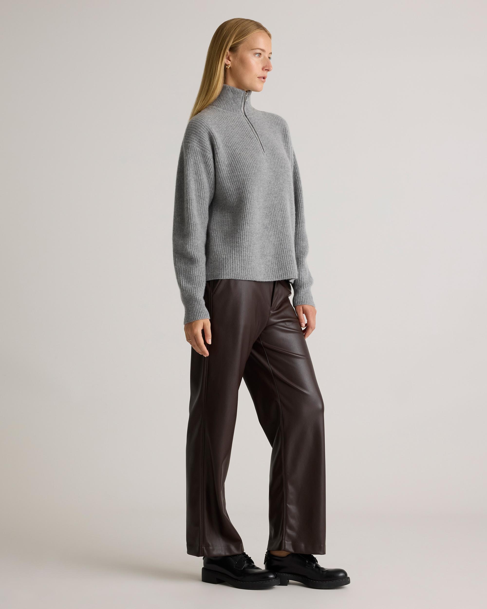 Quince | Women's Mongolian Cashmere Fisherman Quarter Zip Sweater Size XL Product Image