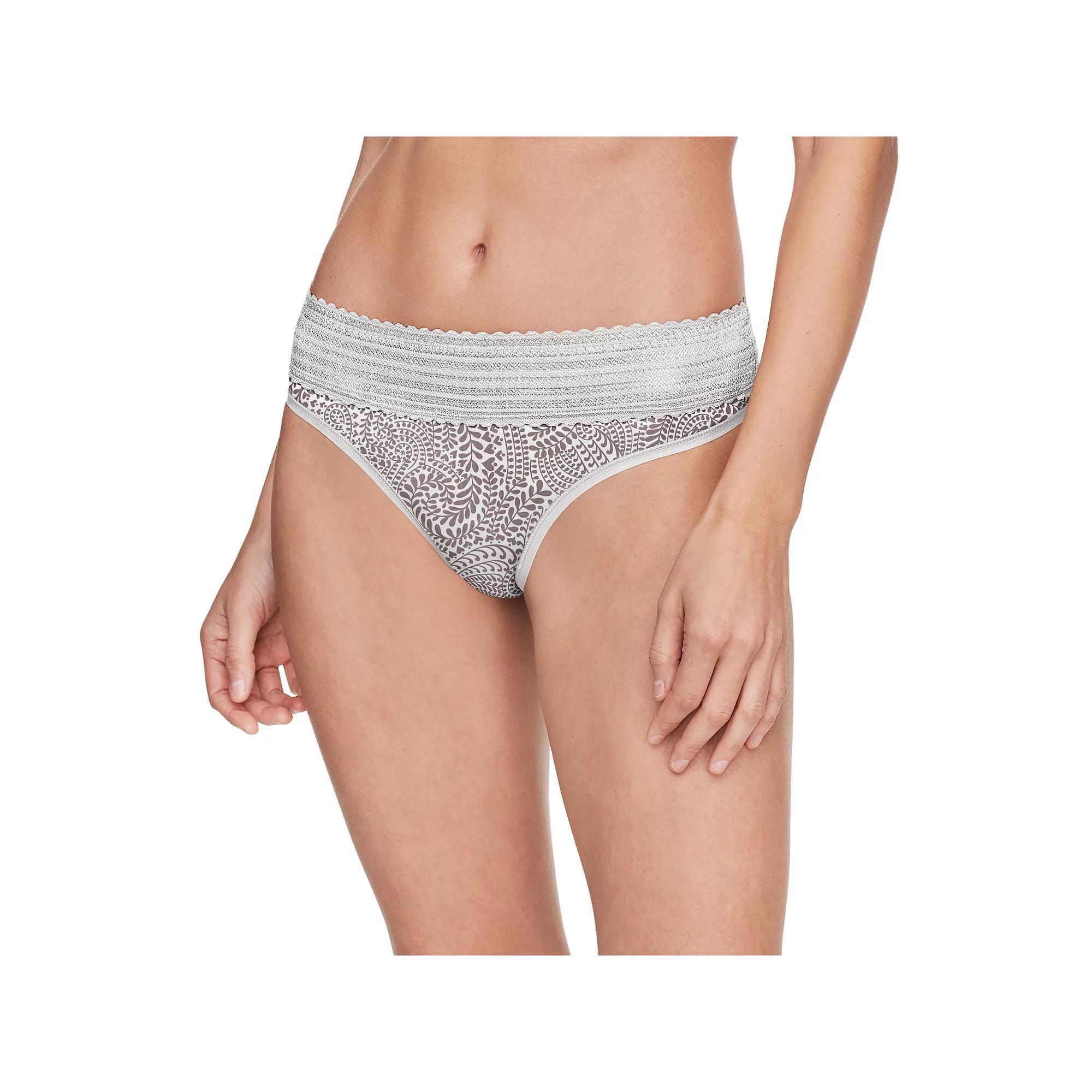 Warners No Pinching No Problems® Dig-Free Comfort Waistband Lace Thong RX5101J, Women's, Size: XL, Grey Product Image