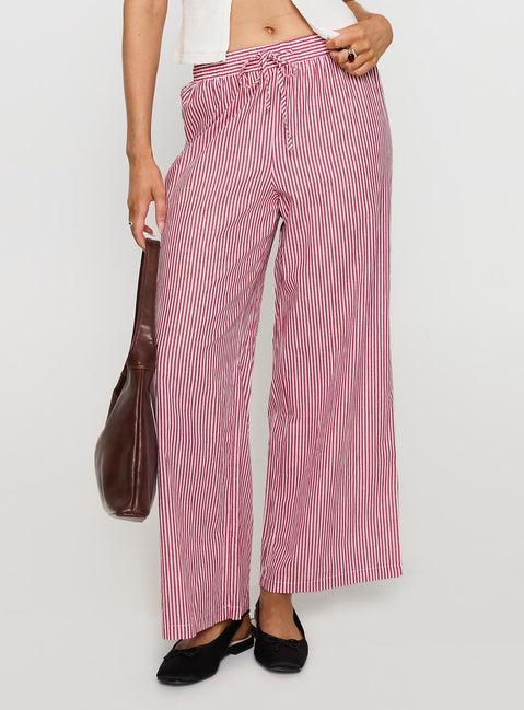 Holiday Tie Front Pants Red/White Stripe Product Image