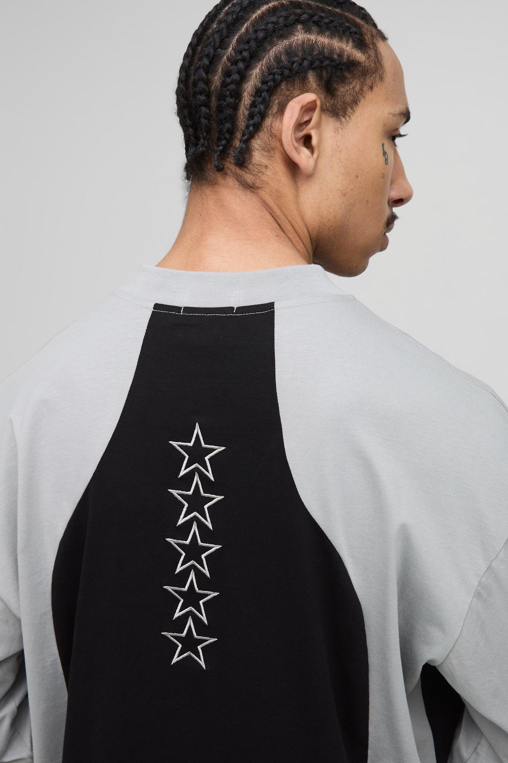 Oversized Long Sleeve Embroidered T-Shirt | boohooMAN USA Product Image