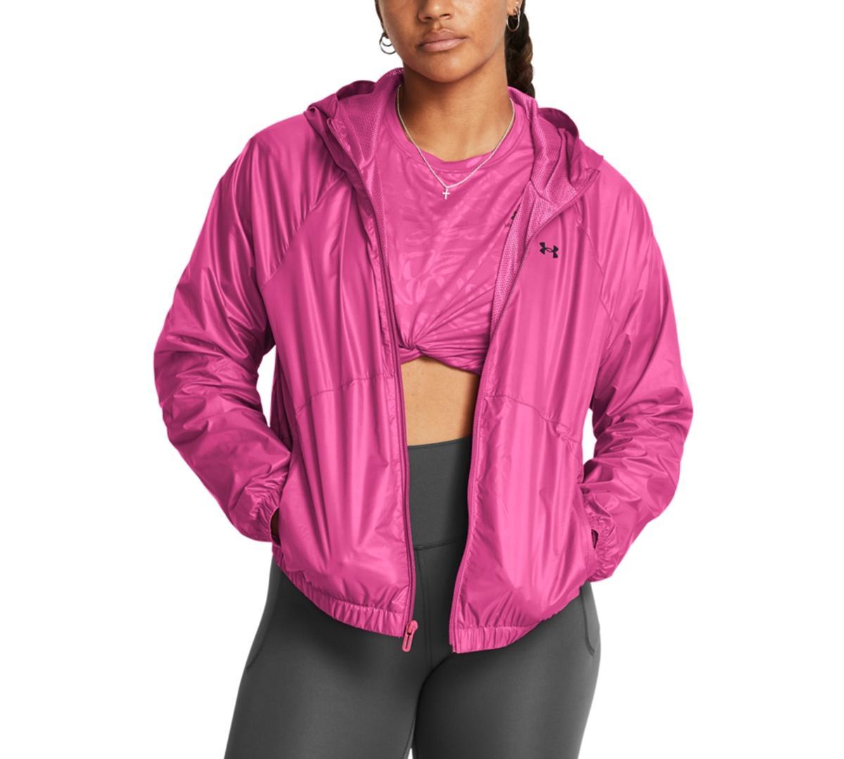 Women's Under Armour Rival Full-Zip Windbreaker Jacket, Size: Small, Prime Pink Product Image