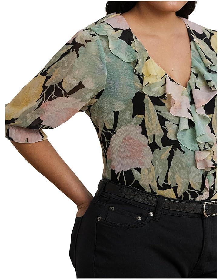 V-Neck Ruffle Sleeve Blouse Product Image