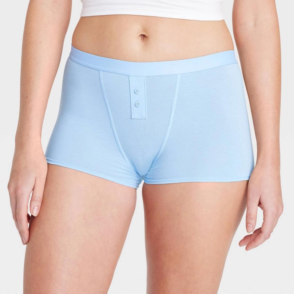 Womens Cotton Front Placket Boy Shorts - Auden Light Blue XL Product Image