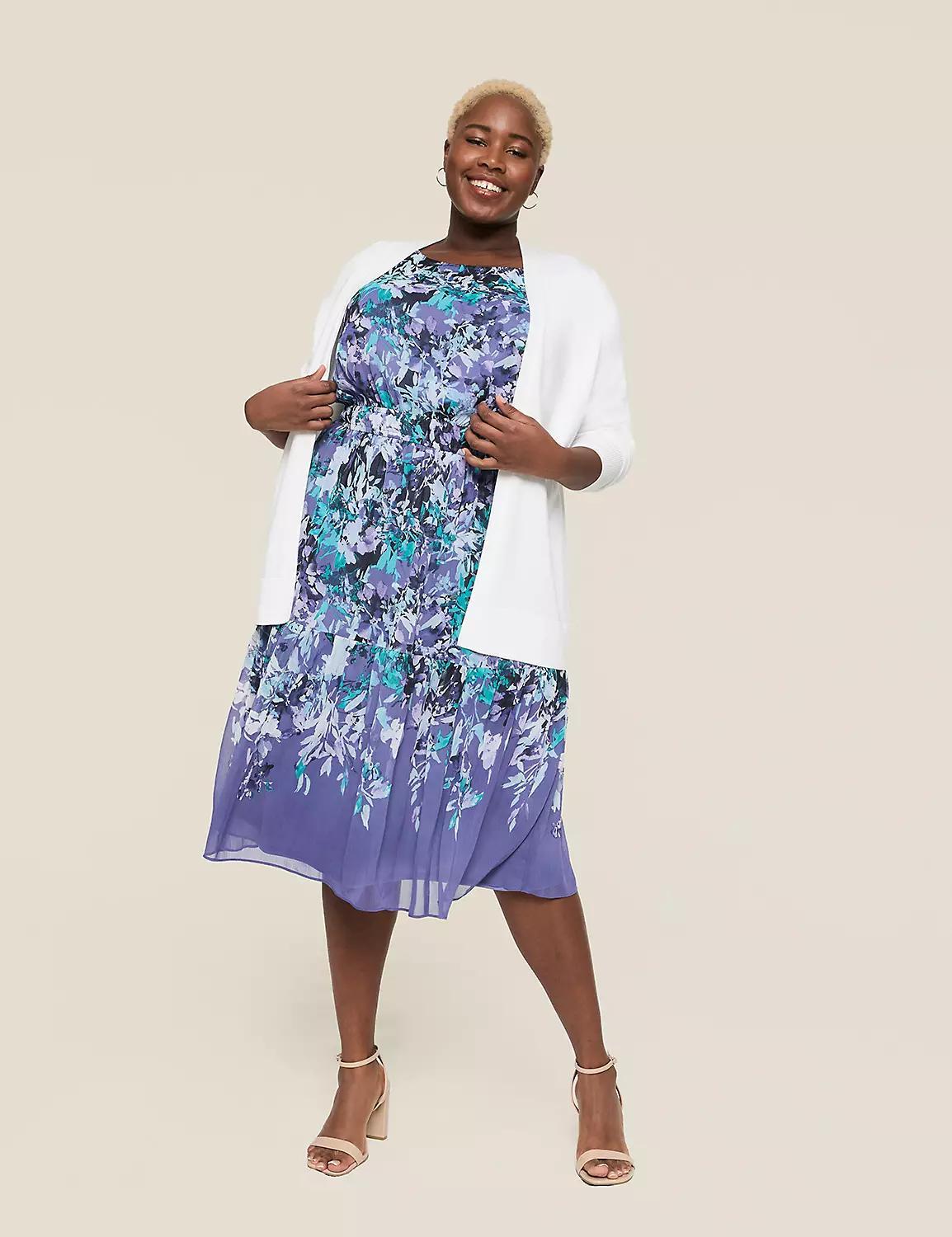 Boatneck Elastic-Waist Midi Dress Product Image