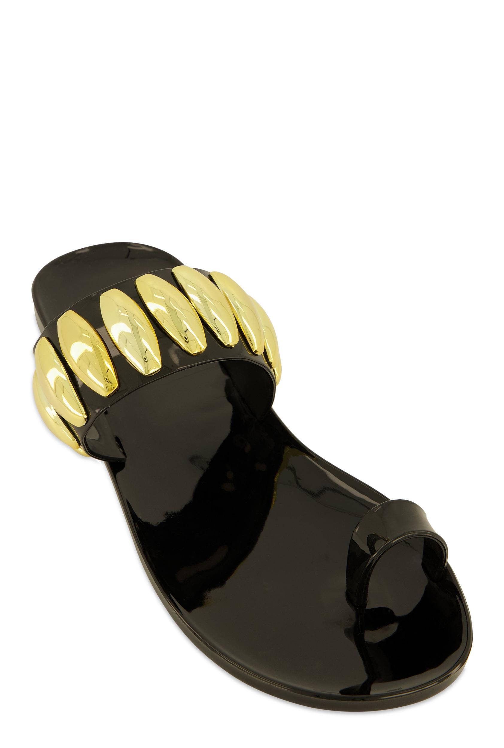 Womens Studded Band Toe Loop Jelly Sandals Product Image