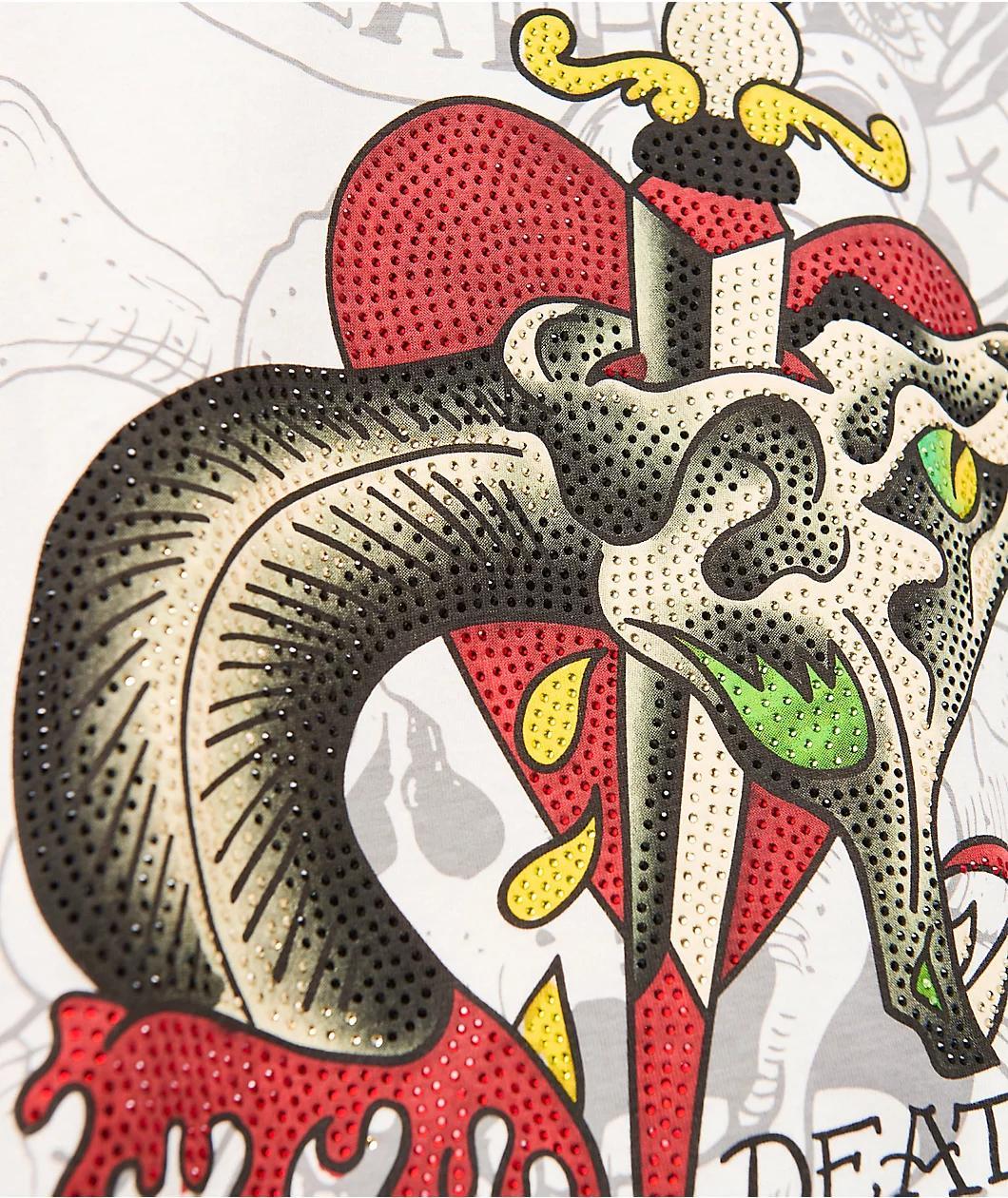 Ed Hardy Dagger Snake Rhinestone Natural T-Shirt Product Image
