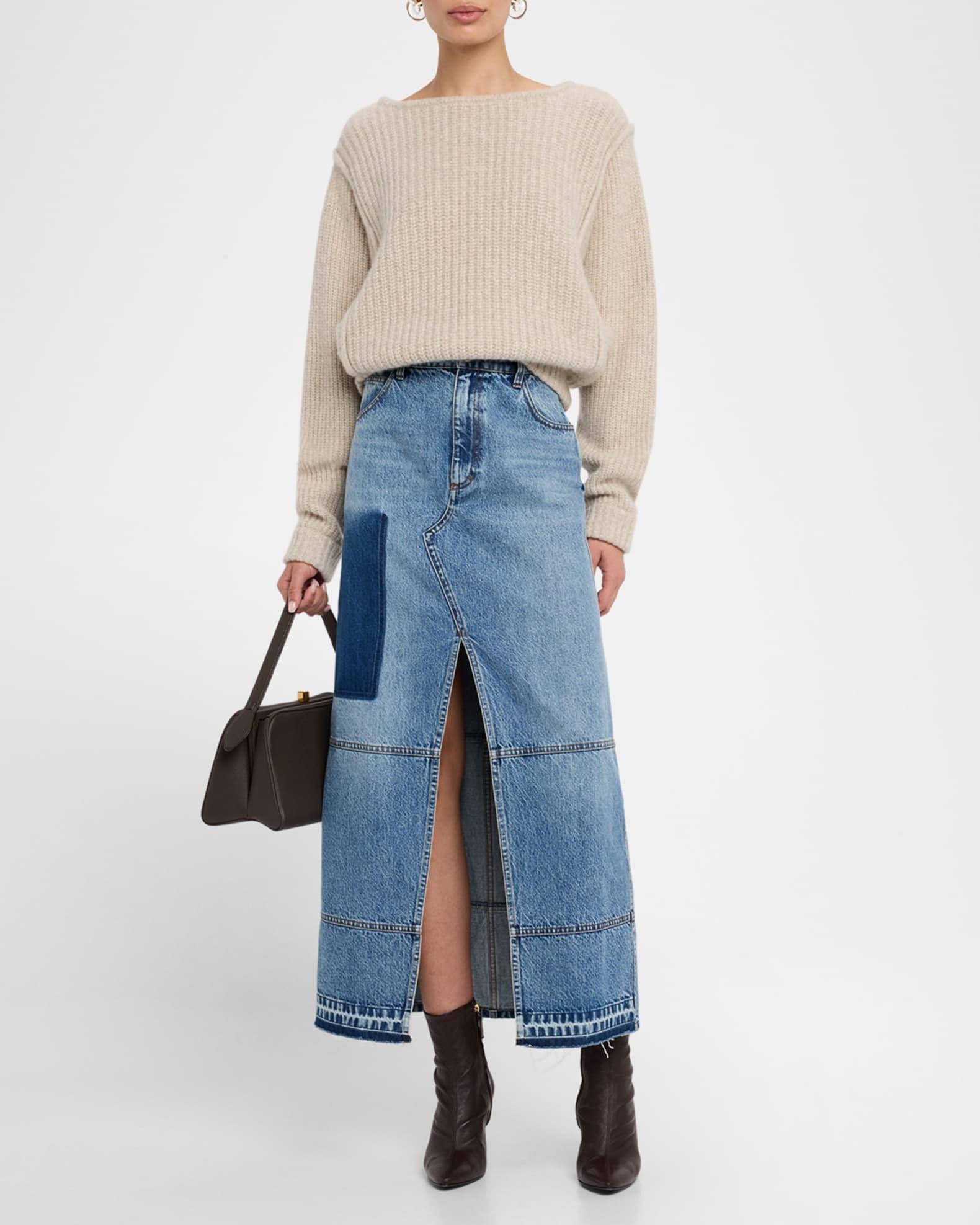 Treatment Denim Midi Skirt  Product Image
