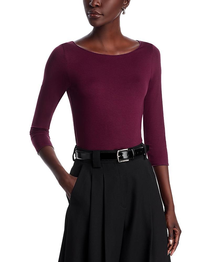 Majestic Filatures Boatneck Three Quarter Sleeve Top Product Image