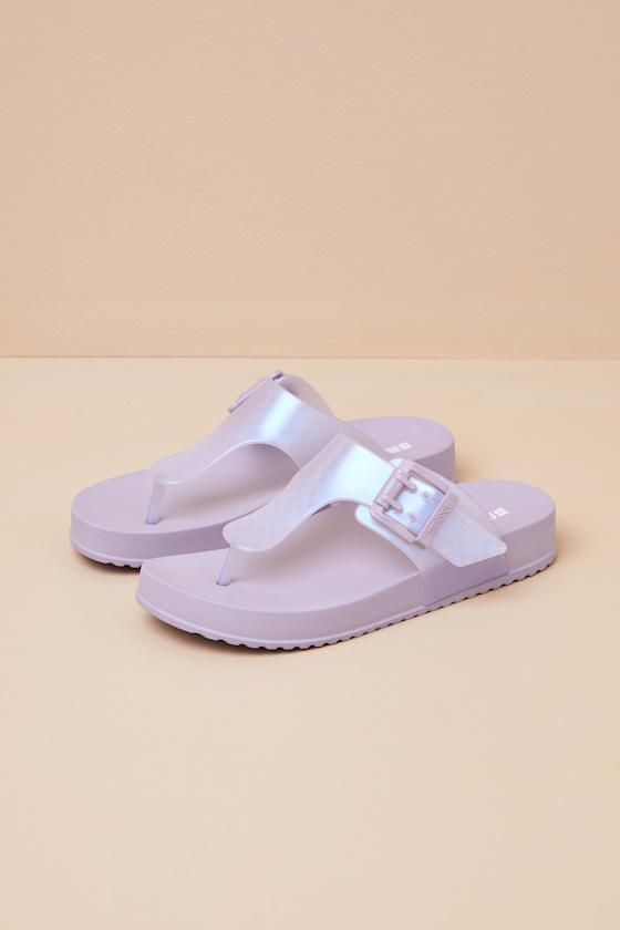 Cozy Pearly Blue Jelly Buckle Thong Sandals Product Image