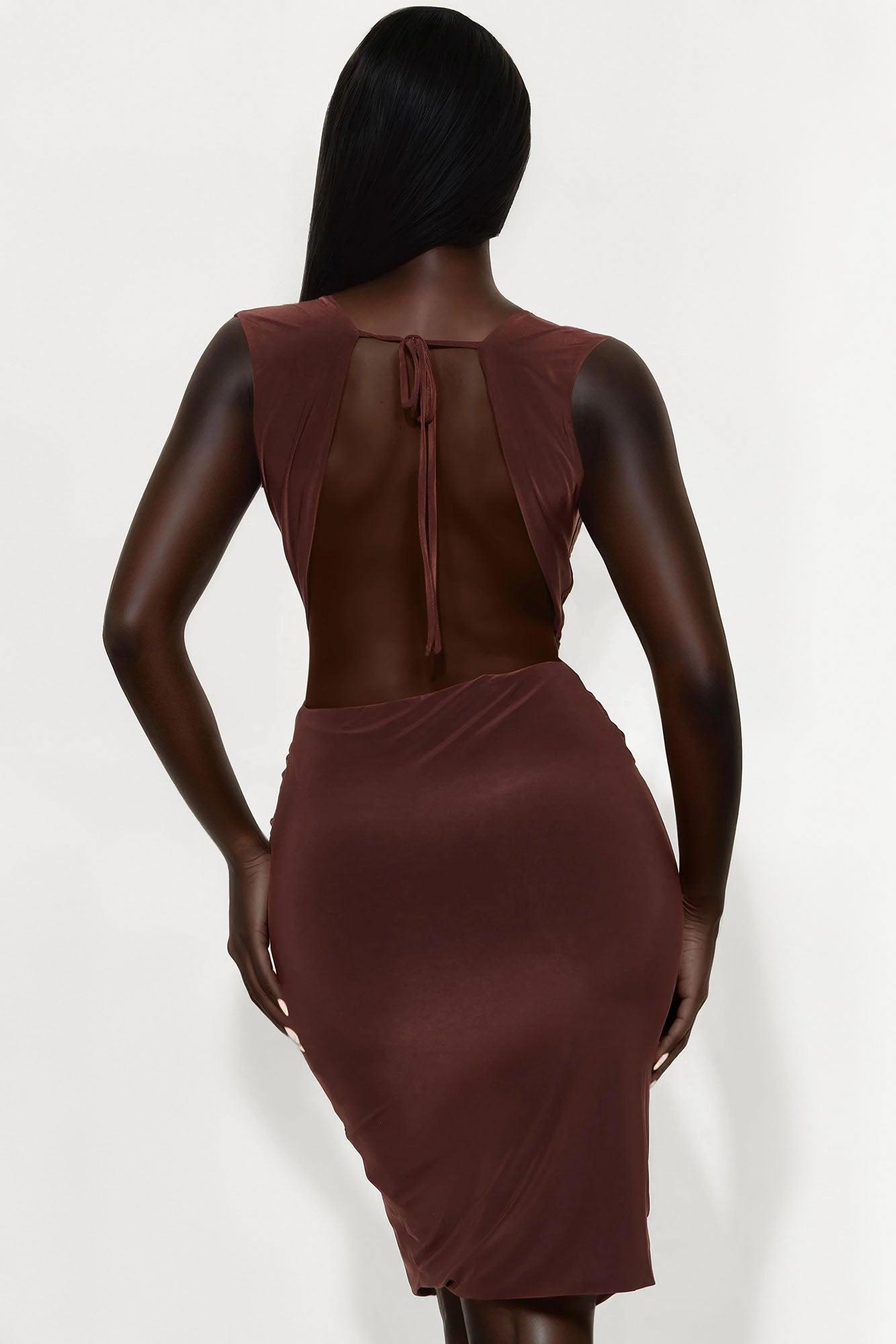 Mutual Feeling Ruched Midi Dress - Chocolate Product Image