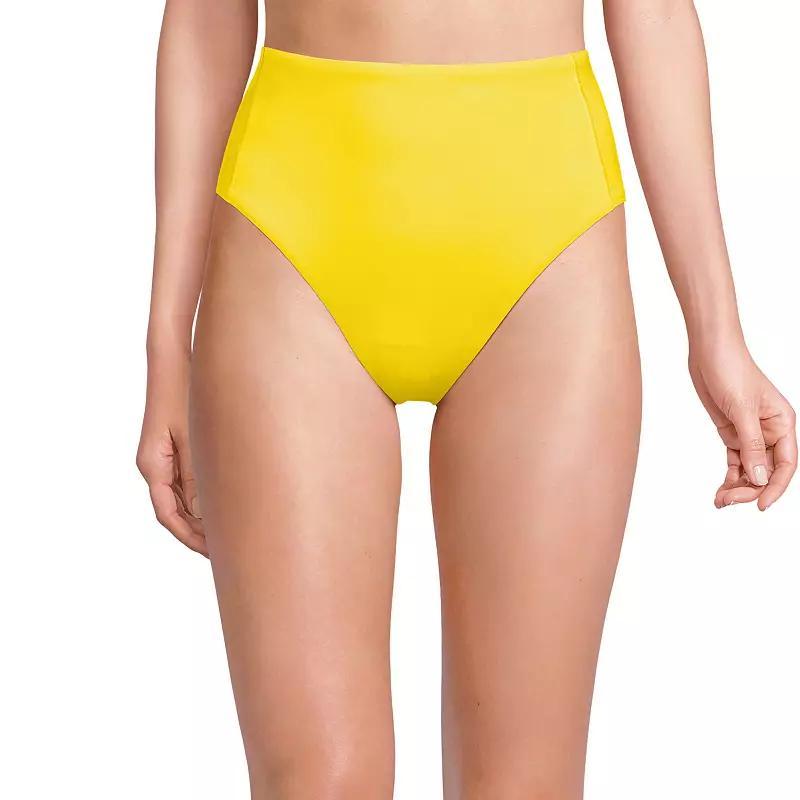 Womens Lands End High Waisted High Leg Bikini Bottoms Neon Orange Product Image