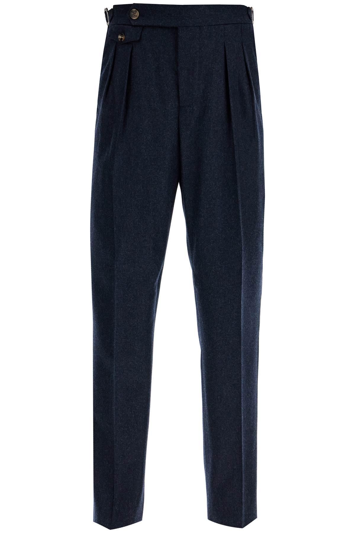 BRUNELLO CUCINELLI Tailored Fit Flannel Pants In Blue Product Image