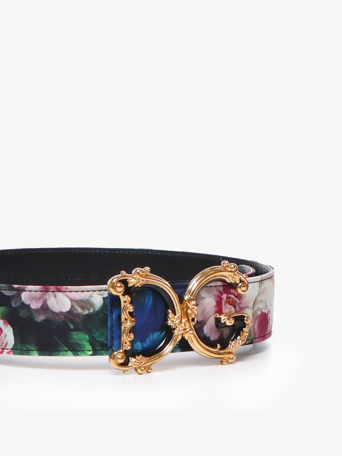 DOLCE & GABBANA Floral-print Leather Belt In Multicolor Product Image