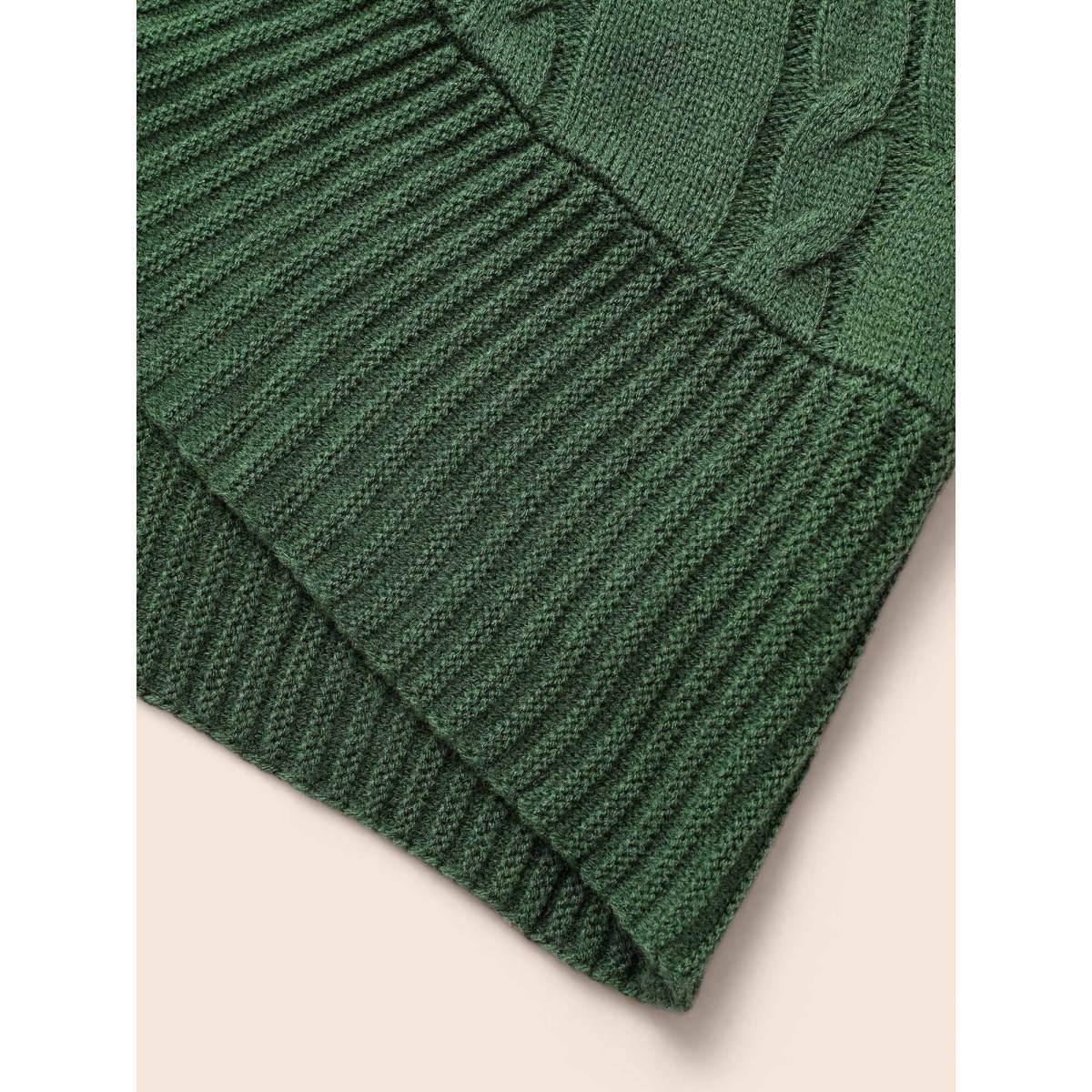 Plus Size Texture Cable Knit Dolman Sleeve Cardigan DarkGreen Women Casual Loose Long Sleeve Everyday Cardigans BloomChic 30/6X Product Image