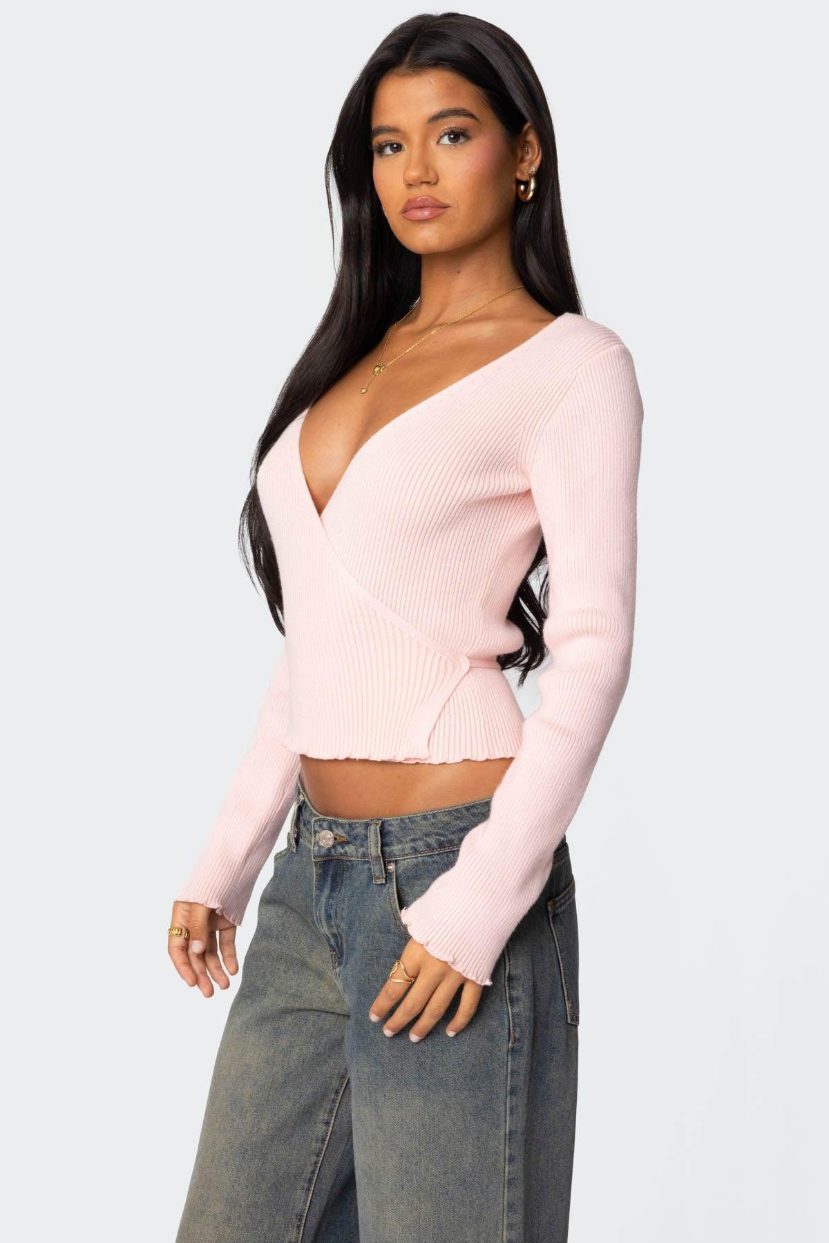 Paden Ribbed Knit Wrap Top Product Image