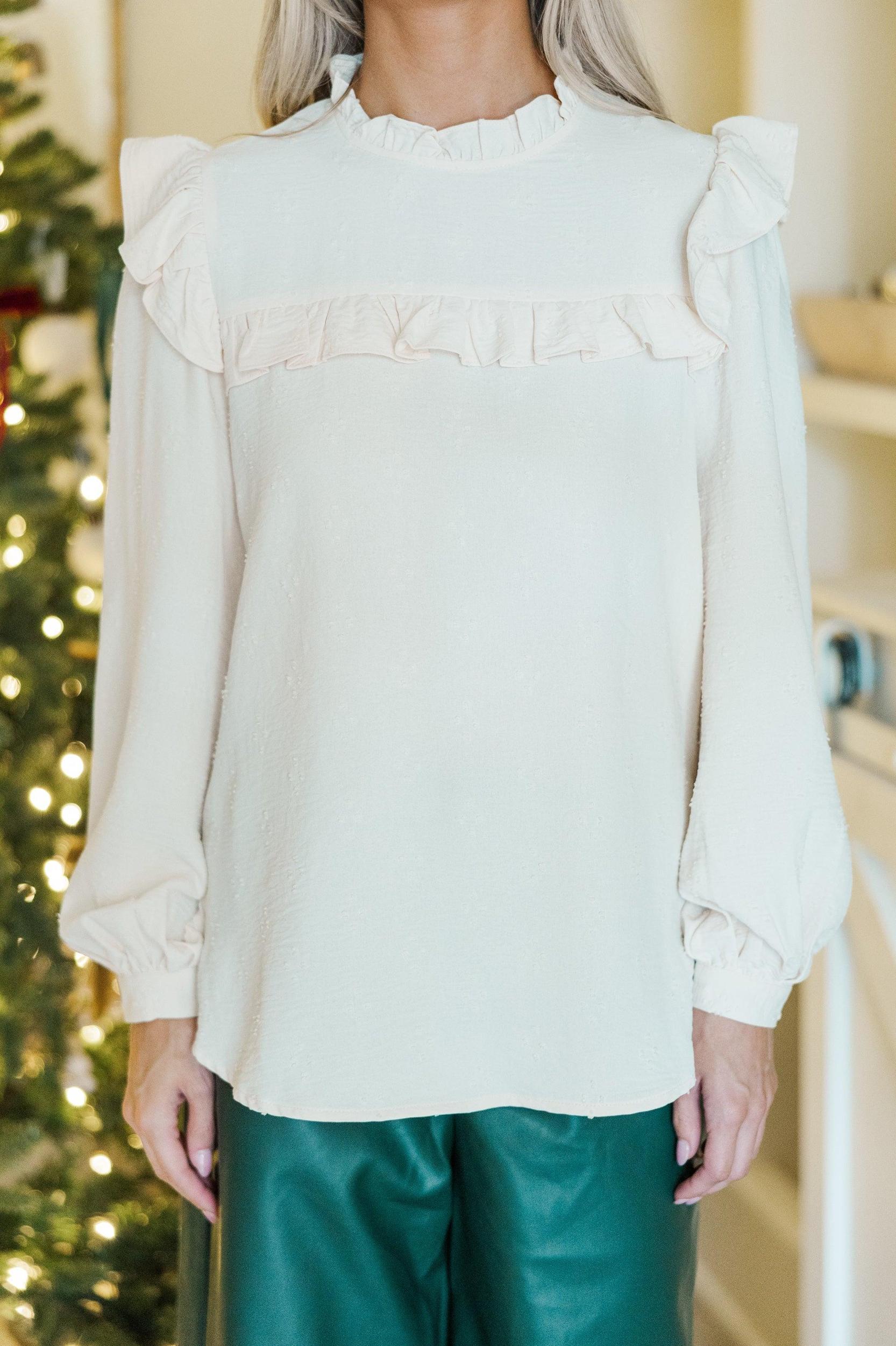 Romantic History Cream White Ruffled Blouse Female Product Image