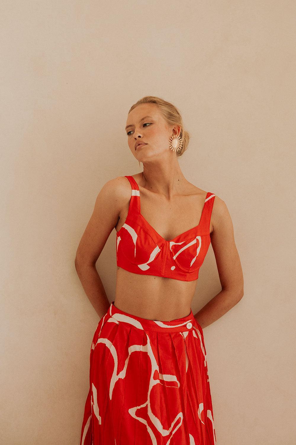 SAMPLE-Dien Wrap Skirt - Evoke Red Product Image