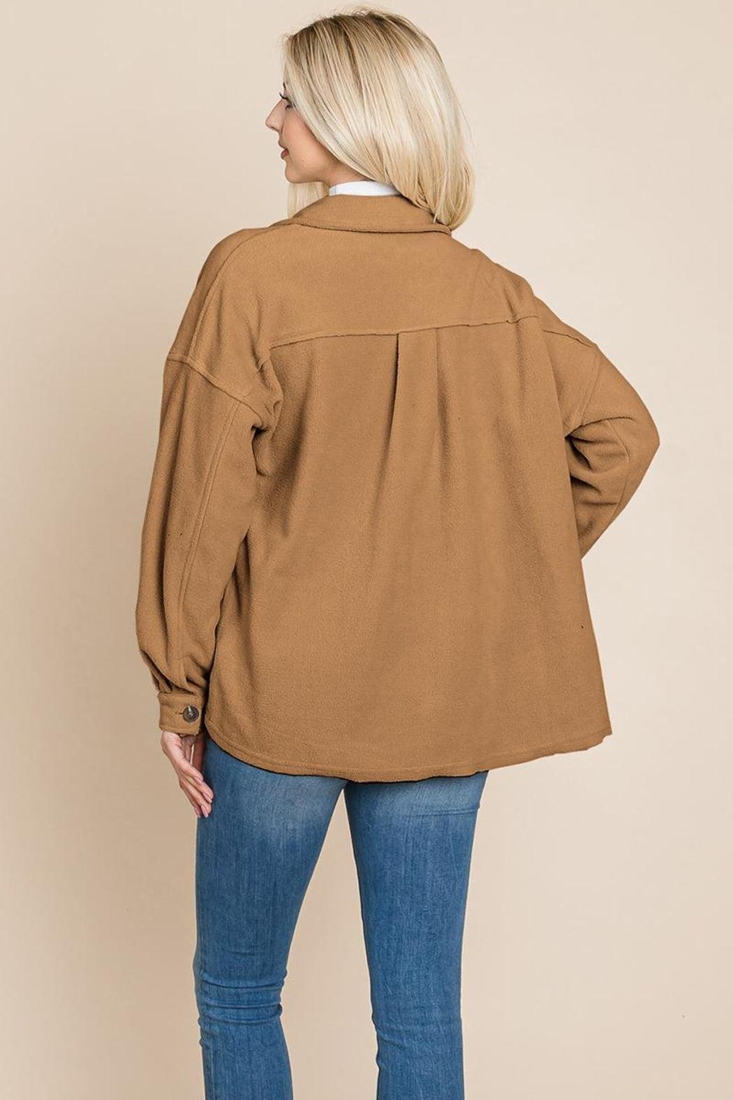 Fleece Jacket Lapel Button Up Sherpa Coat Product Image