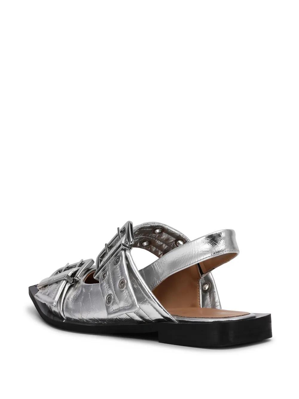 double-buckled metallic-effect ballerina shoes Product Image