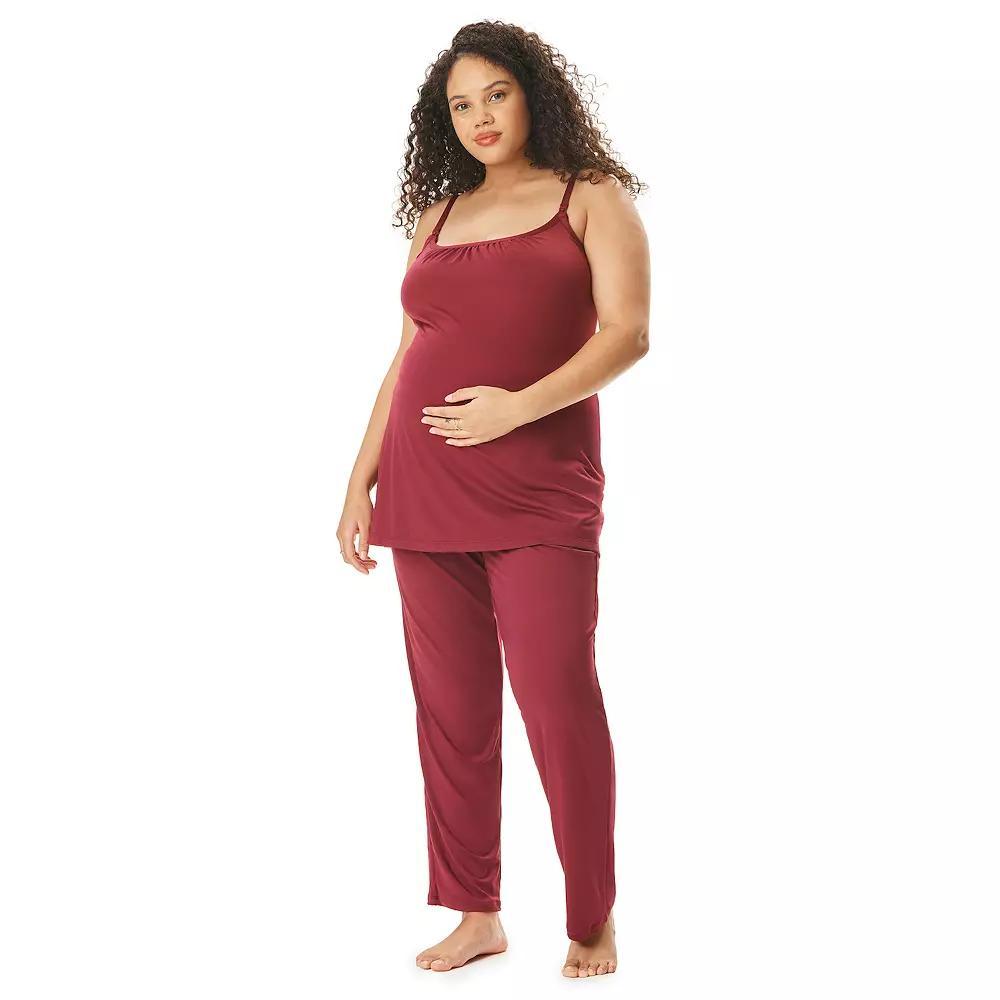 Maternity Motherhood Swing Cami & Foldover Pant Set, Womens Pink Product Image