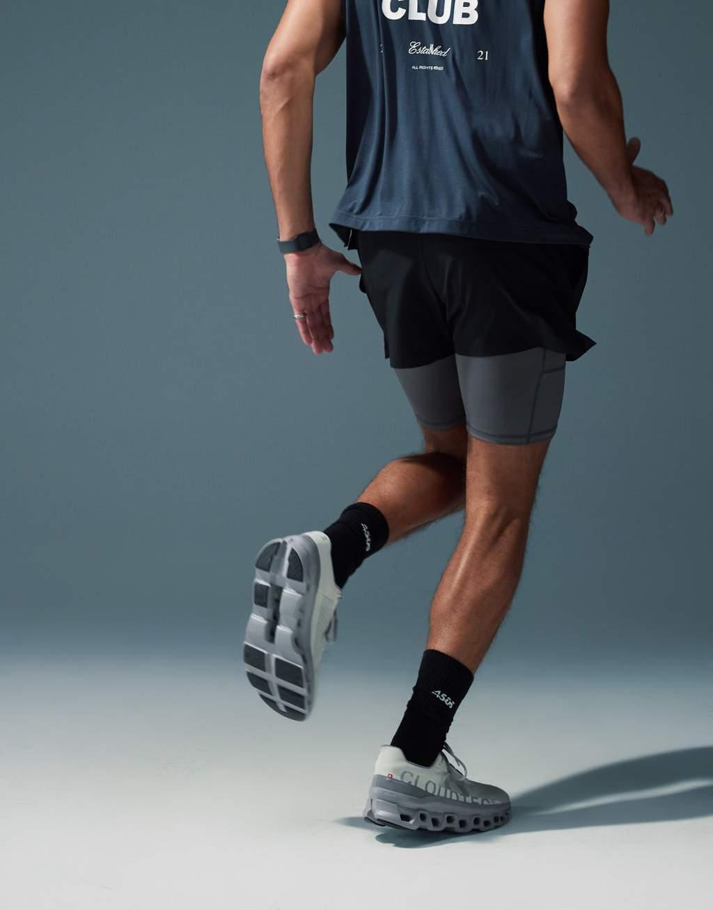 4505 Icon 3 inch quick dry running shorts with back zip phone pocket in black  Product Image