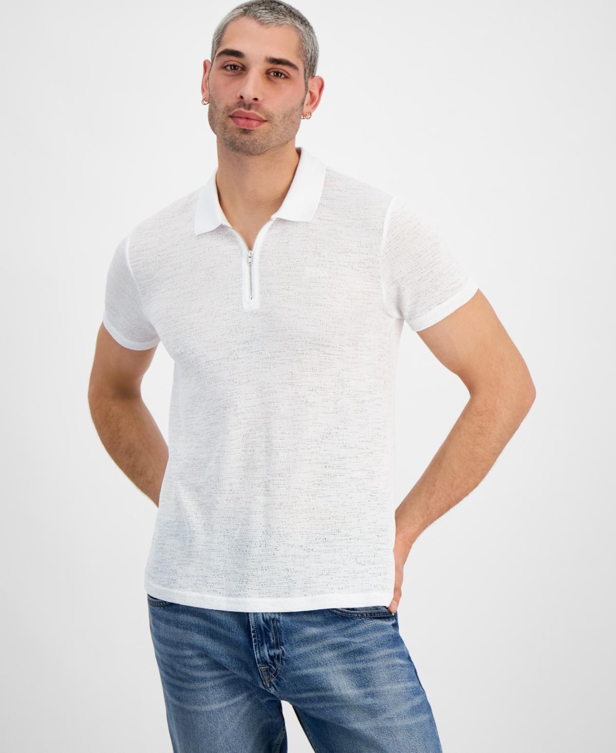 Guess Mens Gauze Jersey Zip-Front Polo Shirt Product Image