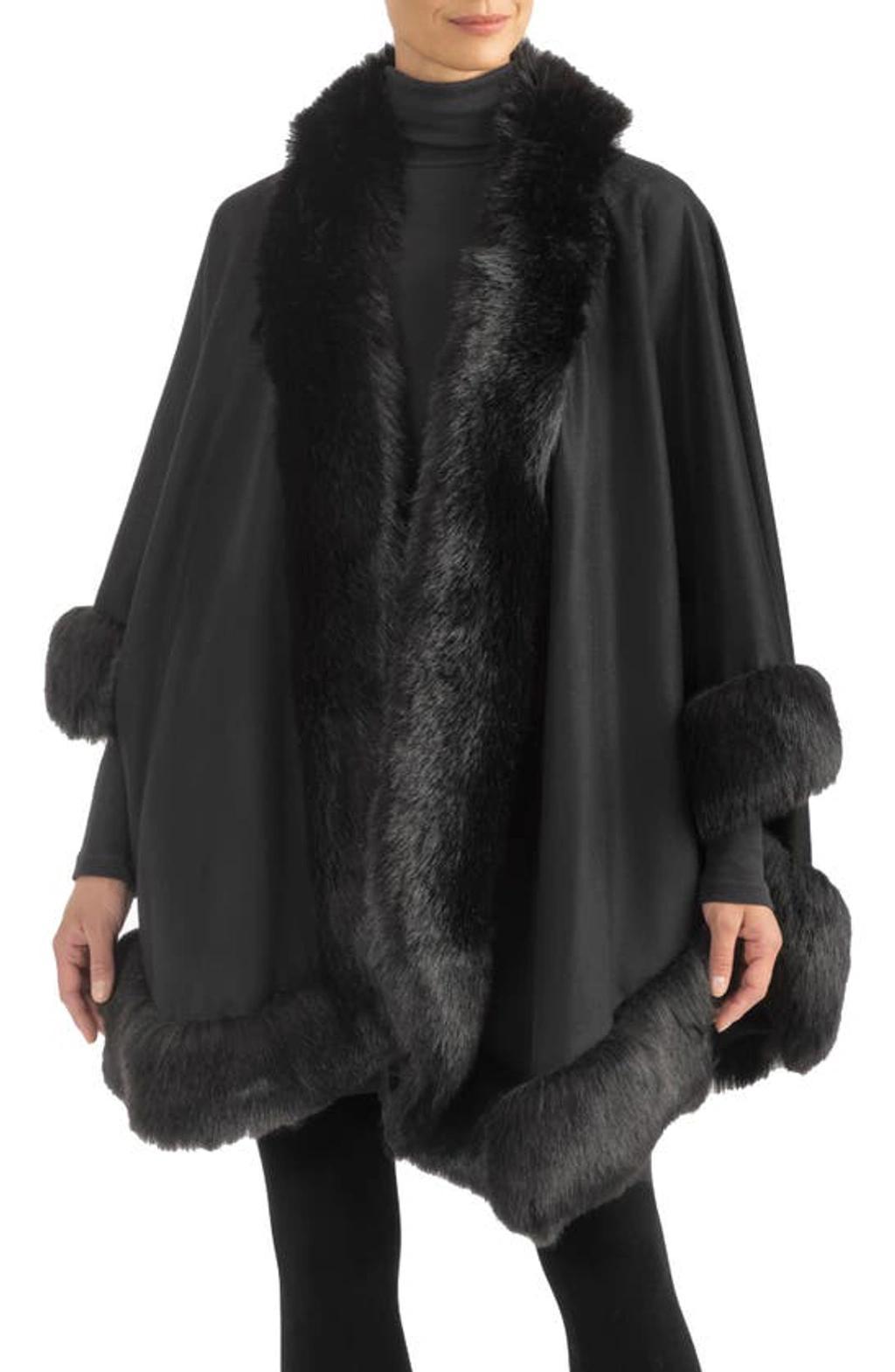 Womens Faux Fur & Cashmere U-Cape Product Image
