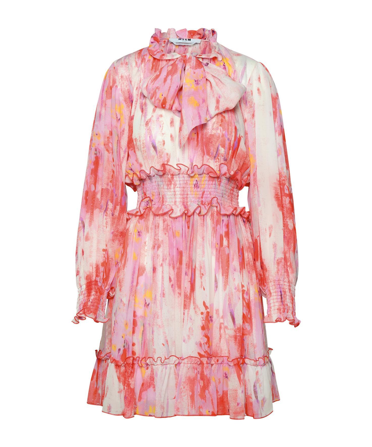 MSGM Ruffle Detailed Dress In Pink Product Image
